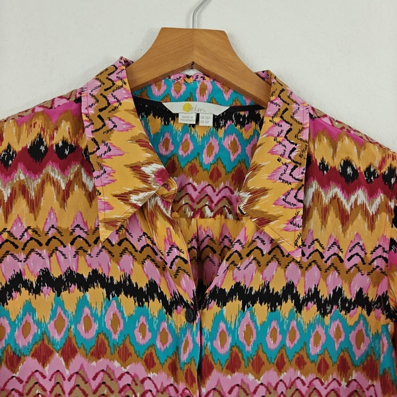 Boden Pink and Yellow Patterned Button Down Shirt - Picture 7 of 15